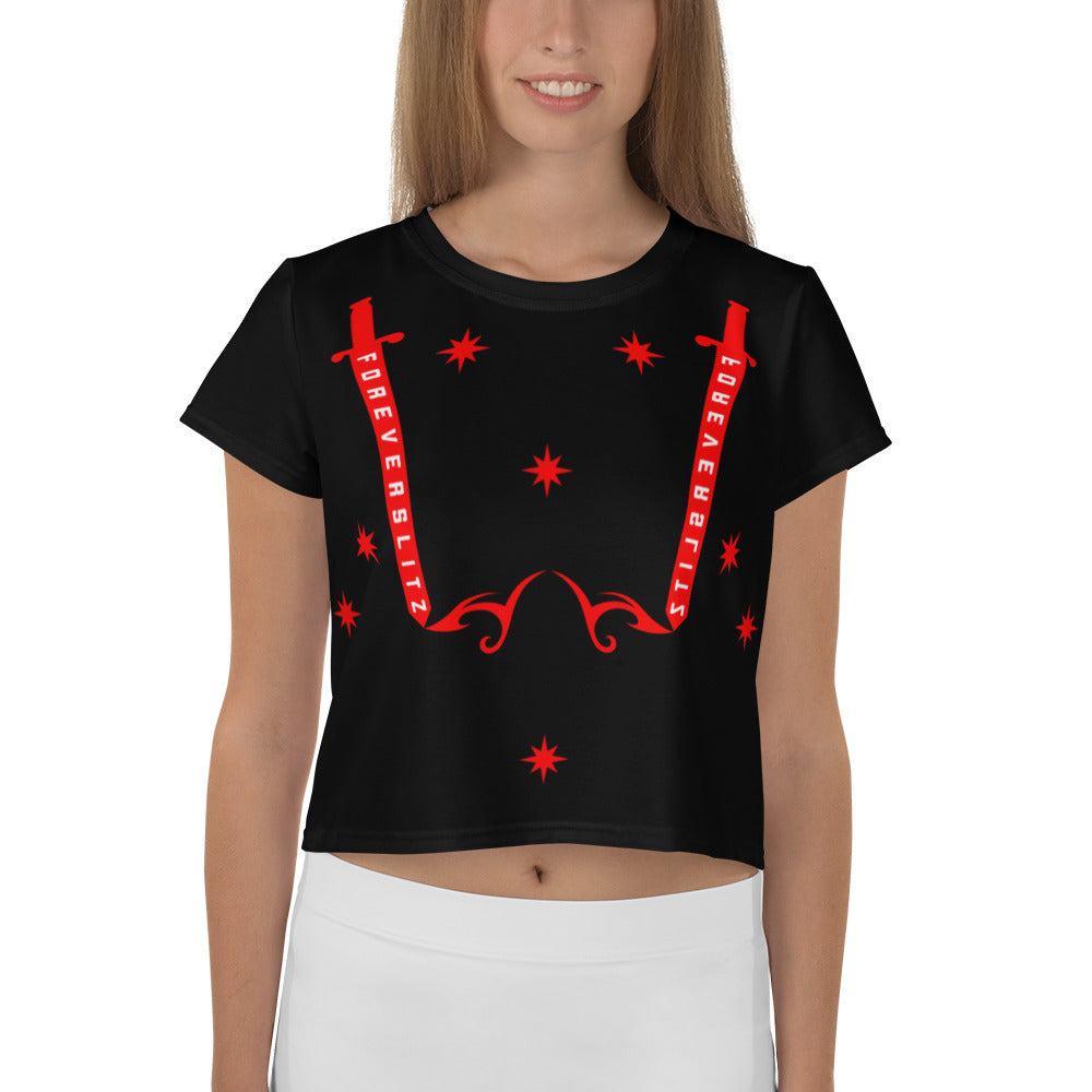 Foreverslitz Crop Top - Black and Red