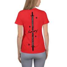 Load image into Gallery viewer, Foreverslitz Athletic T-shirt for Women - Red and Black
